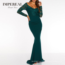 Brand Name Ladies Sexy Flame Emerald Green Prom Dress Long Sleeve